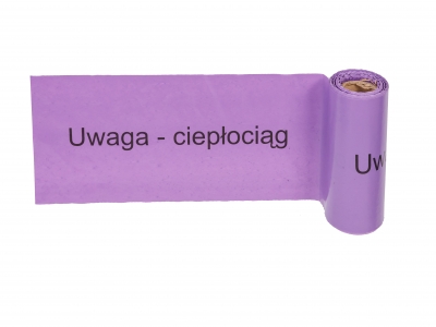 Taśma ostrzegawcza fioletowa z nadrukiem, 10 cm